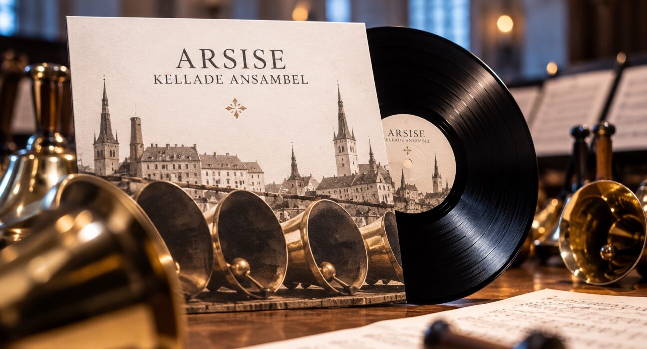 Arsise kellade ansambli esimest vinüülalbumit illustreeriv pilt käsikellade ja vinüülplaadiga